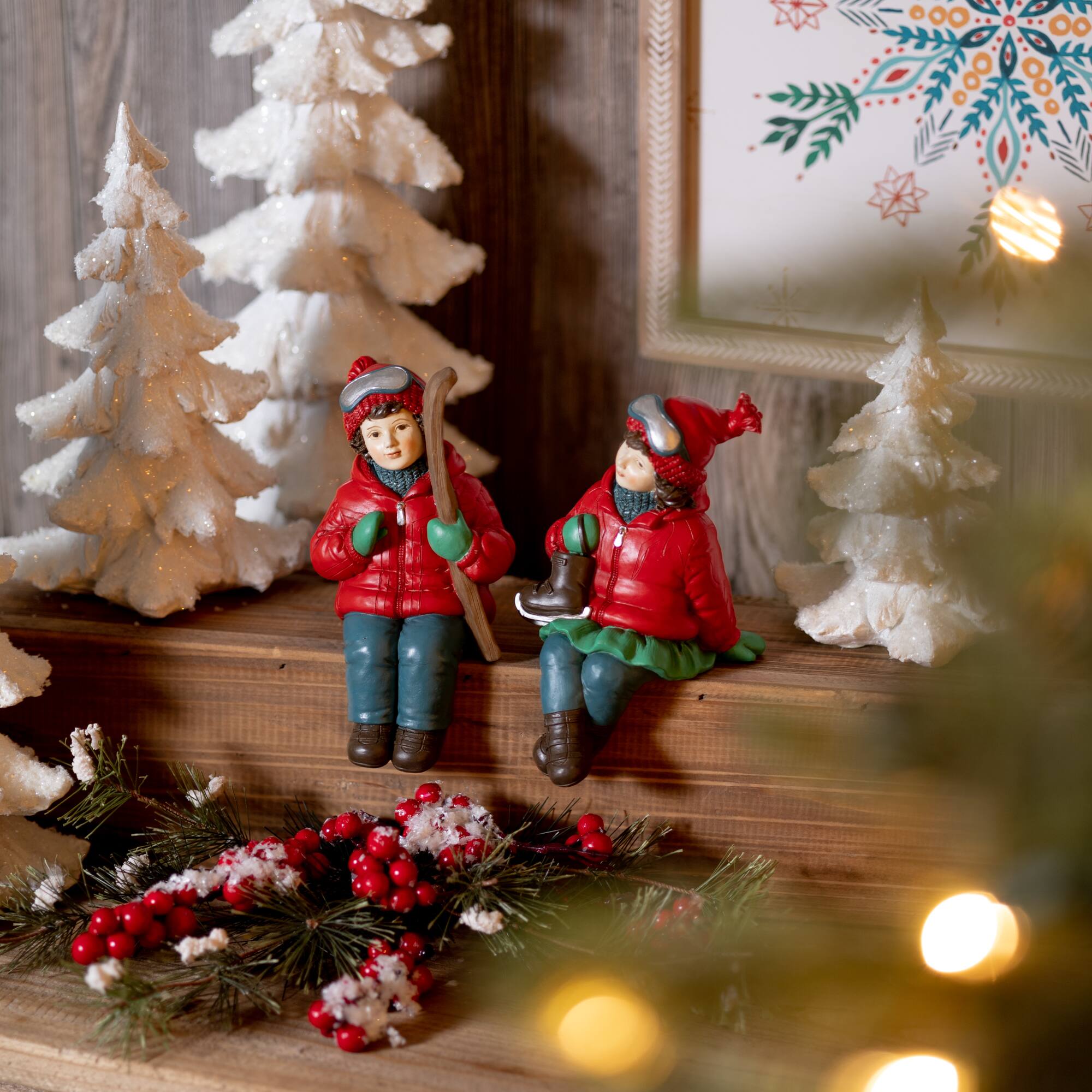 Holiday Children Shelf Sitter with Skis & Skates Set
